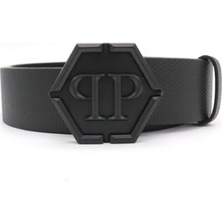 PHILIPP PLEIN ΖΩΝΗ PRINTED LEATHER HEXAGON ΜΑΥΡΟ
