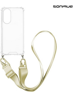 Sonique Armor Clear Θήκη Σιλικόνης με Strap Oppo A98 5G Beige