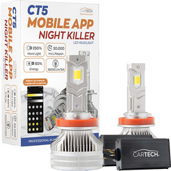 ΛΑΜΠΕΣ LED ΖΕΥΓΟΣ CT5 MOBILE H11 SHORT 160W WHITE 6500K NIGHT KILLER CARTECH