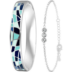 So Charm Σετ 2 Βραχιόλια Ασημί με Κρύσταλλα Swarovski B2164+BS4274-ARGENT