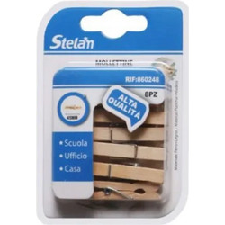 Ξύλινα Μανταλάκια Χειροτεχνίας 45mm 8 τμχ Stelan 860248