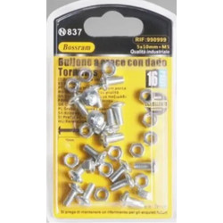 Σετ Βίδες Σταυρού με Παξιμάδια 5x10mm + M5 Σετ 16 τμχ Bossram 990999