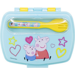 Stor Peppa Pig Πλαστικό Παιδικό Σετ Δοχείο Φαγητού Γαλάζιο