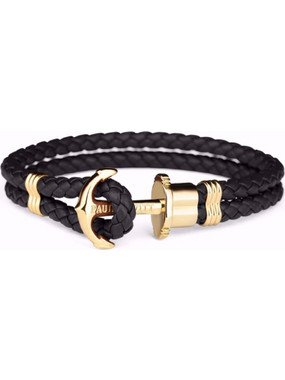Paul Hewitt Phreps Βραχιόλι με Άγκυρα από Ατσάλι Δέρμα PH-PH-L-G-B