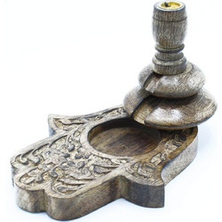 Med Mango Wood Backflow Burner - Hamsa
