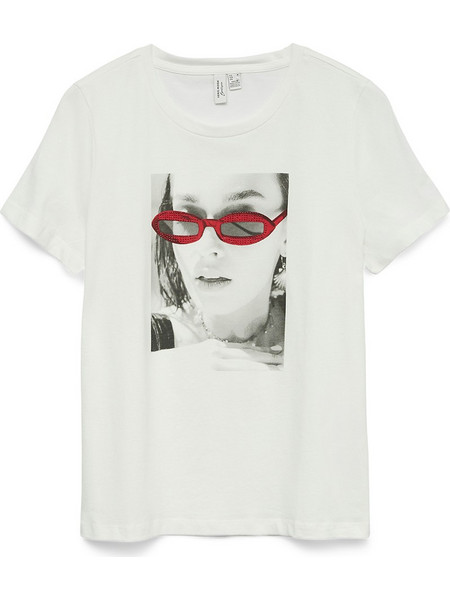 VERO MODA VMJAMAICA S/S T-SHIRT JRS BTQ 10341639-Snow WhiteSUNGLASSESRHINESTONES OffWhite