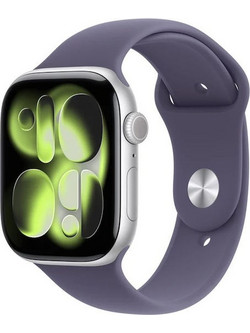Apple Watch Series 11 Aluminium 46mm Αδιάβροχο με Παλμογράφο (Silver Aluminium Case with Purple Fog Sport Band - S/M)
