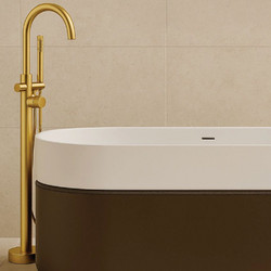 Μπαταρία Λουτρού Δαπέδου Με Ντους Χειρός VIENNA Brushed Gold PVD 2045006754