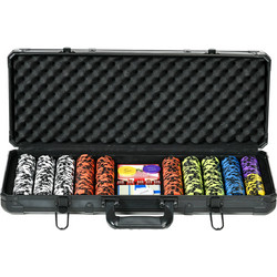 SPORTNOW Σετ Πόκερ με 500 Μάρκες, 2 Τράπουλες, 5 Ζάρια, Κουμπιά και Προστατευτική Βαλίτσα από Μαύρο Αλουμίνιο A70-085V01BK