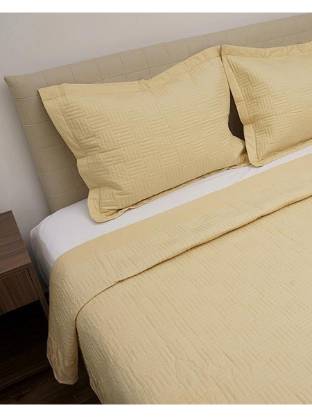Sunshine Κουβερλί Percale κεντητό Yellow Υπέρδιπλο (220x240) - Σετ κουβερλί κεντητό από ύφασμα 100% βαμβακερο περκάλι