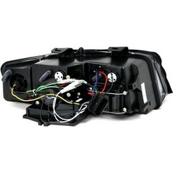 Φανάρια εμπρός Audi A4 (2001-2004) led - μαύρο , με λάμπες (Η1) - σετ 2τμχ