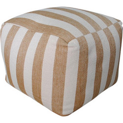 Πουφ Ριγέ 00.02.23227 45x45x36cm Beige-White