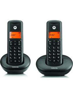 Motorola E202 Ασύρματο Τηλέφωνο Σετ Duo με Ανοιχτή Ακρόαση Μαύρο