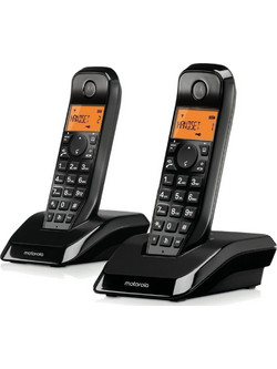 Motorola S1202 Ασύρματο Τηλέφωνο Σετ Duo με Ανοιχτή Ακρόαση Μαύρο