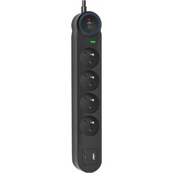 ART Extension Cord 4 Sockets + Usb A + Usb C FU910 1,5 m black