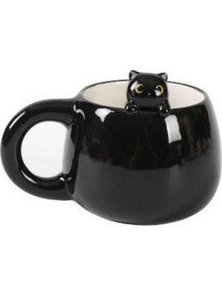 I-Total Κούπα Κεραμική Μαύρη ''Cat'' 470ml XL2525