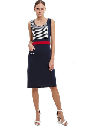 Giota Midi Καλοκαιρινό Καθημερινό Φόρεμα Navy Μπλε 4063