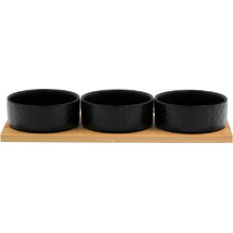 FLEURS ΜΠΩΛ SET 3ΤΜΧ 29x10x5cm ΠΟΡΣΕΛΑΝΗ ΜΑΥΡΟ ΦΥΣΙΚΟ BAMBOO LIBERTA 030039