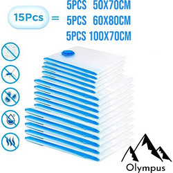 OLYMPUS Πλαστικές σακούλες αποθήκευσης ρούχων αεροστεγής και με Κενό Αέρος 15τμχ