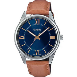 Casio Ανδρικό Ρολόι με Ροζ Δερμάτινο Λουράκι MTP-V005L-2B5