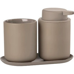 Zone Denmark Σετ Μπάνιου 3 Τμχ Stoneware/Inox 18x9,5x13,5 Εκ. - Ume Taupe
