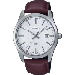 Casio Ανδρικό Ρολόι με Καφέ Δερμάτινο Λουράκι MTP-VD03L-5A