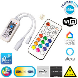 GLOBOSTAR(R) 73430 AURORA RGB+CCT Controller 5CH DC 12-24V 4A 100W Max IP20 - WiFi + RF 2.4GHz Ασύρματο Χειριστήριο - M5.5xΠ3xΥ2cm