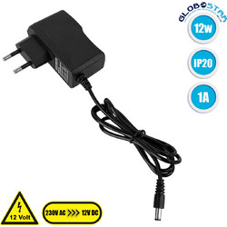 GloboStar(R) 73071 Πλαστικό Τροφοδοτικό SELV για Προϊόντα LED 12W 1A - AC 220-240V σε DC 12V - IP20 L7 x W2.7 x H7.5cm