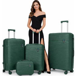 PROVITERA Σετ 3+1 Βαλίτσες Σκληρές με Beauty Case Τρόλεϊ Πράσινο Ελαιόχρωμο με Ρόδες Easy Roll 02001850