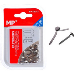 MP MP διχαλωτοί συνδετήρες PA352-3, μεταλλικοί, 25mm, ασημί, 25τμχ