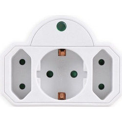Powertech POWERTECH αντάπτορας ρεύματος PT-816 με προστασία υπέρτασης, 1x schuko, 2x euro, 16A, λευκός