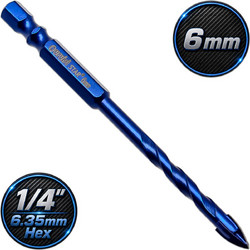 Τρυπάνι 6x100mm με Εξάγωνο Στέλεχος 1/4" για Γυαλί, Κεραμικά, Πορσελάνη και Πλακίδια Μπλε Ouruisi Star