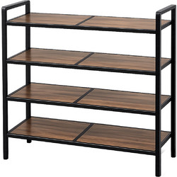 Ραφιέρα ξύλινη με μεταλλικό Σκελετό Brown 74x27x74cm