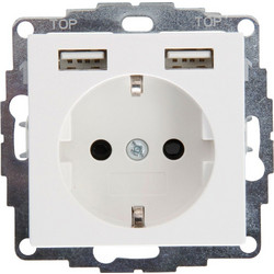 Πρίζα Ρεύματος Μονή Με 2 Θύρες USB HK07 296229004 16A 250V Pure White Kopp