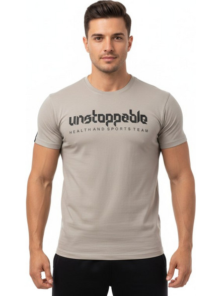 T-SHIRT UNSTOPPABLE Μπέζ Με Μαύρο Logo 21110 (H&S)