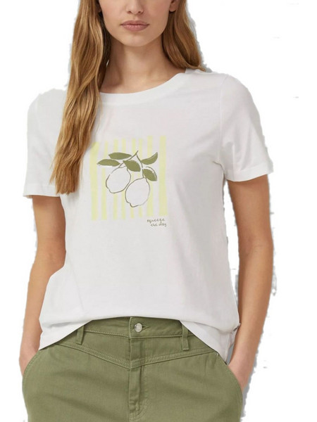S.OLIVER Γυναικείο λευκό κοντομάνικο μπλουζάκι T-shirt 2176247-01D0