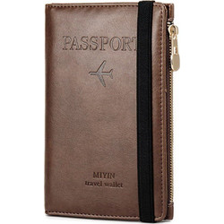 RFID Signal Block Passport & Credit Card Case Θήκη Καρτών και Διαβατηρίου Με Φερμουάρ - Καφέ OEM