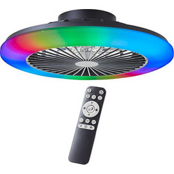 Ανεμιστήρας οροφής με λάμπα LED | Salerno | O 48,5 cm | RGBIC + 3000-6500K | Μαύρο | 40W | Λαμπερό