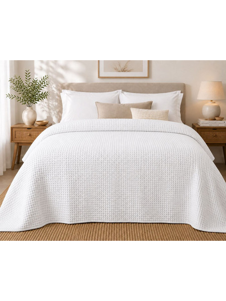 Κουβέρτα Πικέ Μονή New Rich White Sanforized Cotton Blanc de Blanc (170x250) 1Τεμ
