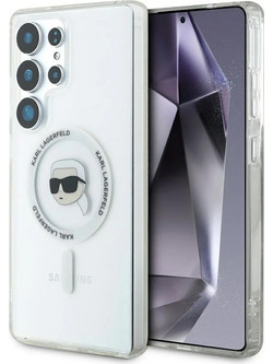 Karl Lagerfeld Button Karl Head Printed Logo MagSafe Case White (Samsung Galaxy S25 Ultra)