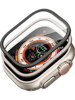 (2 Pack) ESR Armorite Ultra-Tough Tempered Glass Black + Titanium Apple Watch Ultra 49mm