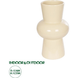 GloboStar(R) Artificial Garden DESERT 21258 Διακοσμητικό Κεραμικό Βάζo Μπεζ Π14 x Μ14 x Υ25 cm