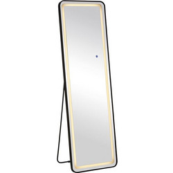 LED-7 Καθρέπτης Τοίχου-Δαπέδου Φωτιζόμενος, Αλουμίνιο Μαύρο, Αφής με 3 επιλογές φωτισμού 50x32x160cm