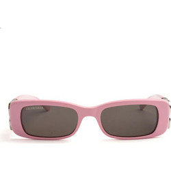 Balenciaga BB0096S 012 Γυναικεία Γυαλιά Ηλίου Ορθογώνια Κοκάλινα Ροζ με Μαύρο Polarized Φακό