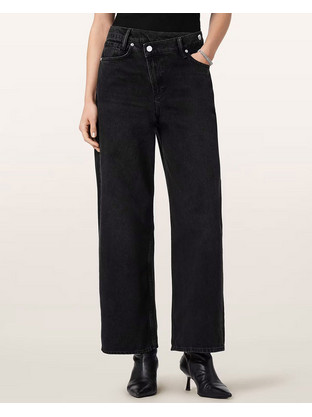 AllSaints Aki Crossover Γυναικείο Τζιν Παντελόνι Denim Black W091ED