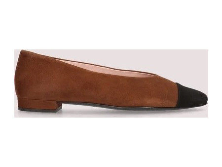Pretty Ballerinas Odile Suede Semi-Pointed Flats Brown