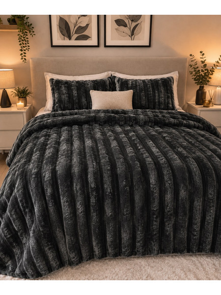 OikiaDesign Κουβέρτα Υπέρδιπλη 220x240cm Μαύρο