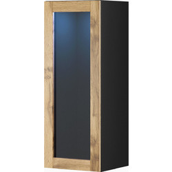 Ντουλάπι Cama VIGO 90" με γυαλί, διαστάσεις 90x35x32 εκ. χρώμα μαύρο/βαθύ δρύς Wotan