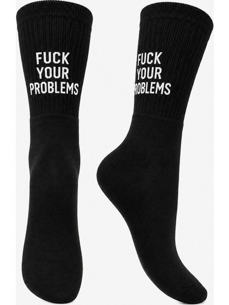 Sock-ing Fuck Your Problems Αθλητικές Ανδρικές Κάλτσες Μαύρες