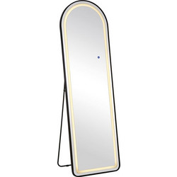 LED-8 Καθρέπτης Τοίχου-Δαπέδου Φωτιζόμενος, Αλουμίνιο Μαύρο, Αφής με 3 επιλογές φωτισμού